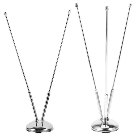 RENACLIPY Silver Metal Flag Pole, Sturdy Base, for Desktop Flags, 2Pcs