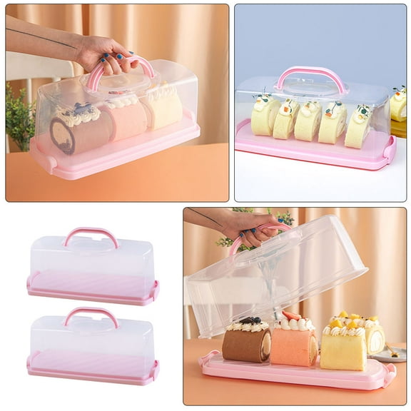 LEXSOMEO 2pcs Portable Bread Box with Transparent Lid Bread Keeper Reusable Carrying Storing Cakes Box