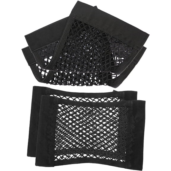 LEXSOMEO 2pcs Universal Elastic Small Trunk Organizer For Car Double Layer Mesh Cargo Net With Tape For Car Camping Accessories And Road Trip Essentials