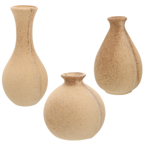 LEXSOMEO 3pcs Blank Wood Vase Wood Craved Diy Vase Decorations Wood Carving Blank Vase Diy Handicrafts