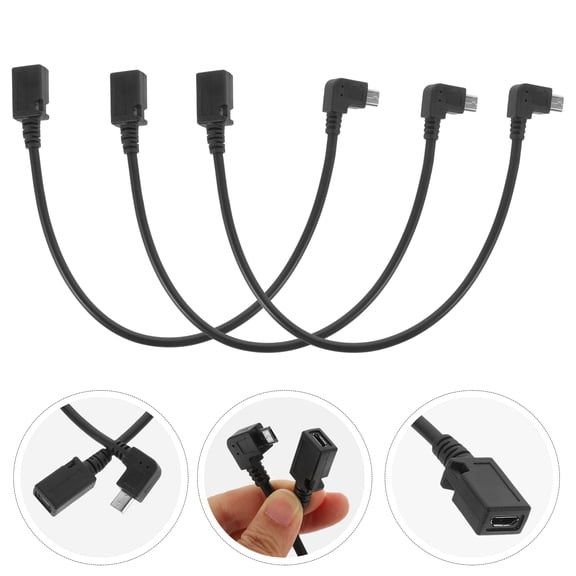 LEXSOMEO 3pcs Right Angle USB Cable USB Cable Fast Charging Wire Supply