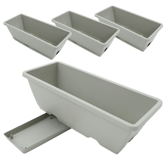 RENACLIPY Garden Supply 4Sets White Resin Rectangular Planter Pot for Home Gardening
