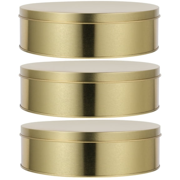 LEXSOMEO 4Pcs Round Cookie Tins With Lids Christmas Biscuit Tin Holiday Treat Containers For Cookies Candies And Snacksmetal Storage Tin Golden