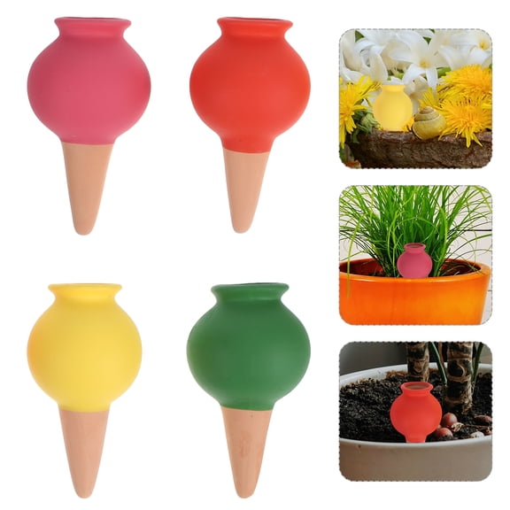 LEXSOMEO 4-Pack Self Watering Ceramic Plant Spikes Automatic Drip Irrigation System for Indoor and Outdoor Plants, Watering Globes for Garden