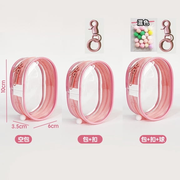 LEXSOMEO 4pcs Clear Figure Display Bag with Keychain Mini Figures Carrying Case Portable Travel Keychain Charms Pouch for for Collectibles