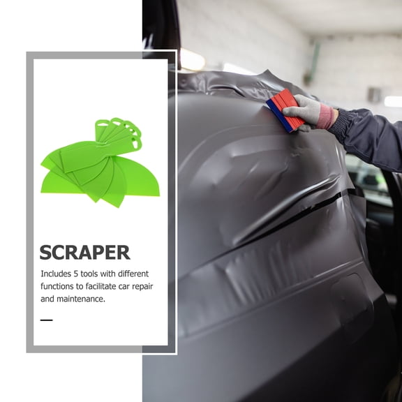 RENACLIPY Vinyl Scraper Tool Set 5 Pieces Light Green PP for Spackling, Decals, Paint Removal and Preparation
