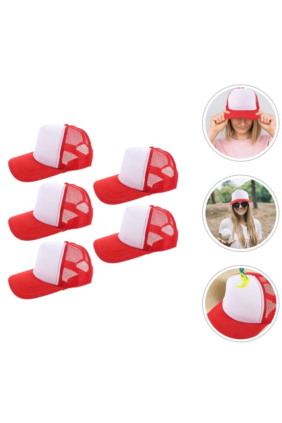 5-Pack Blank Baseball Caps Mesh Design Heat Transfer Sublimation Hats for Custom Printing