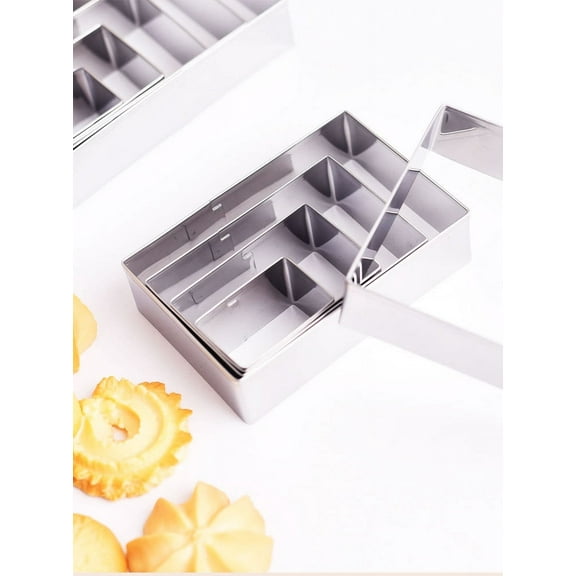LEXSOMEO 5pcs Stainless Steel Rectangle Cookie Cutter Baking Tools Stainless Steel Cookie Mold Pastry Cutter Stainless Steel Pastry Mold