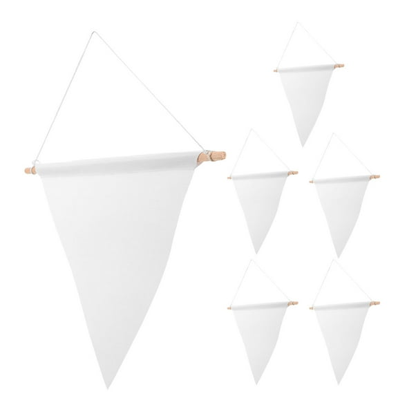 LEXSOMEO 6Pcs Blank Flag Banners Triangle Bunting Flags DIY Hanging Flags Garden DIY Triangle Banner Flags