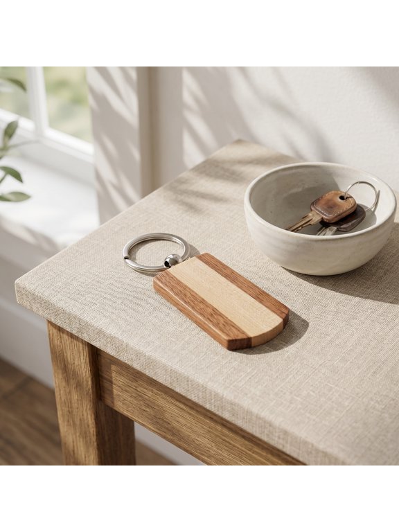 6-Pack Wooden Keychain Blanks, Engravable Wood Key for Crafts, Keychains Accessories