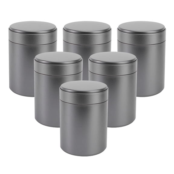 LEXSOMEO Set of 6 Cylinder Tinplate Jars for Tea Leaves, Airtight Sealing Loose Tea Storage Cans