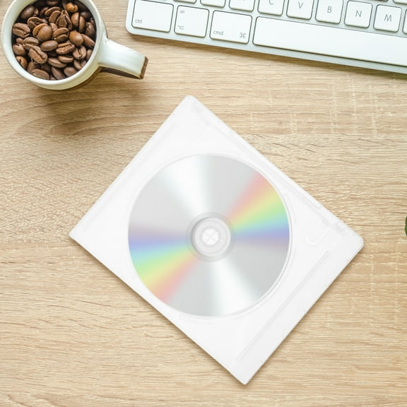 LEXSOMEO 8pcs Plastic CD Jewel Case Clear Double DVD Case Disc Box with Square Outer Sleeve Empty Standard CD Holders Cover Disk Organizer for Replacement