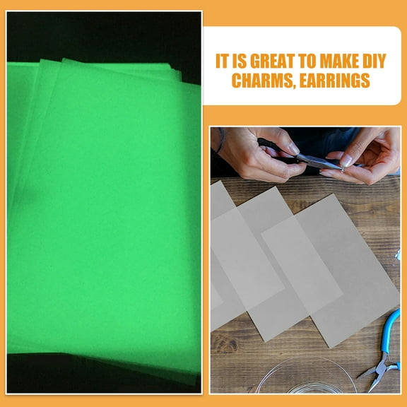 HEMOTON 8pcs Night Glowing Heat Shrink Sheets Translucent Plastic Materials for DIY Craft Blank Heat Shrink Sheet