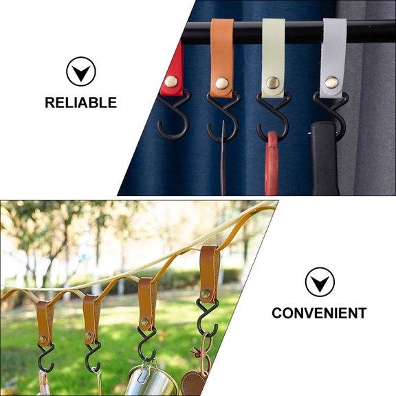 LEXSOMEO 8pcs Universal Camping Tent Hook Wear-resistant Leather Hook Tent Clothesline Hook