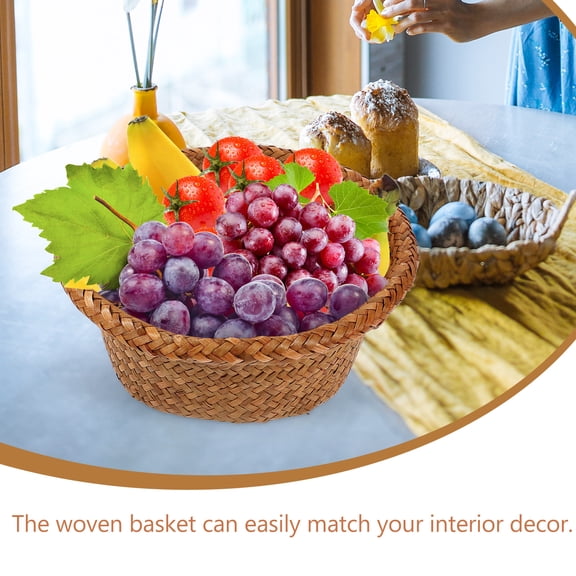 LEXSOMEO Bread Basket Straw Woven Fruit Basket Kitchen Restaurant Storage Tray Dried Fruit Holder