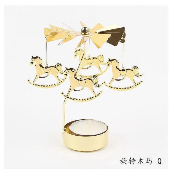 LEXSOMEO Carousel Candle Holder Table Decor Rotating Windmill Candlestick Decorative Metal Candlestick For Holiday Table Centerpiece Carousel Pattern Candle Stand