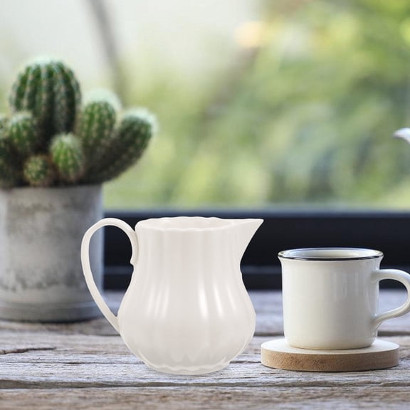 RENACLIPY White Ceramic Creamer Pitcher, Small 1-Pack Jug for Coffee, Tea, and Table Serving