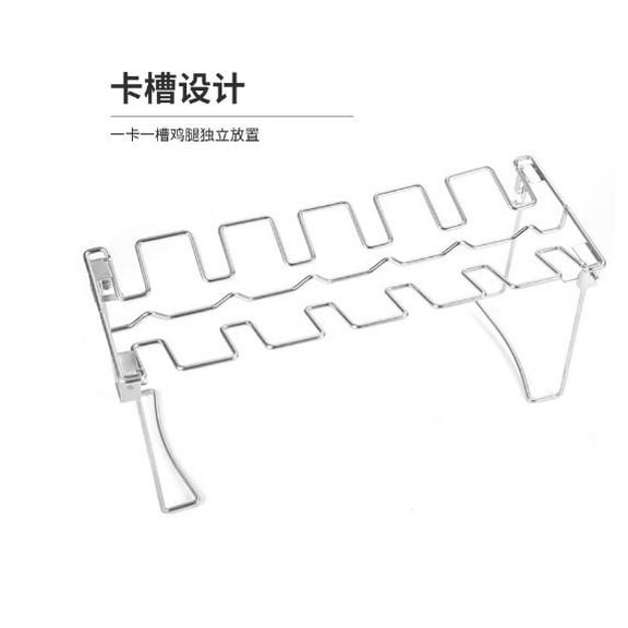 LEXSOMEO Chicken Leg Grill Rack Stainless Steel Chicken Drumstick Wing Roasting Holder Bbq Chicken Roaster Stand Grilling Tool 14 Slots