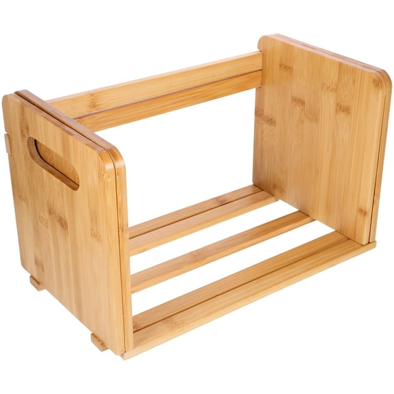LEXSOMEO Desktop Bookshelf Multipurpose Wood Book Rack Adjustable Record CD Storage Organizer