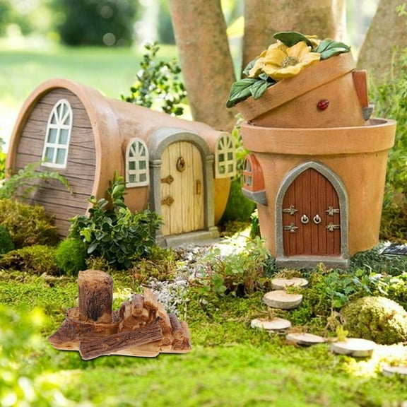LEXSOMEO Dollhouse Miniature Resin Fireplace Logs Mini Firewood Pile Sand Table Stump Model Landscape Fairy Garden Ornament Mini Doll House Decor Brown