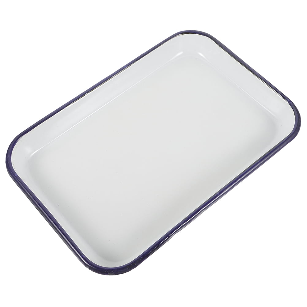 LEXSOMEO Enamel Baking Sheet Pan - White Ceramic Cookie Sheet Non-stick Jellys Rolls Pan Rectangular Serving Tray Enamel Dish Pancake Oven Tray for Kitchen