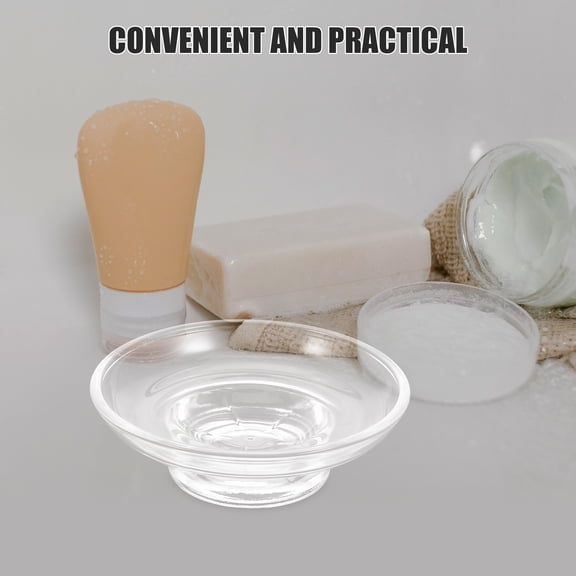 COOPHYA Round Clear Glass Soap Dish with Frosted Finish and Non- Base, Soap Tray Holder for Kitchen and Bathroom Use