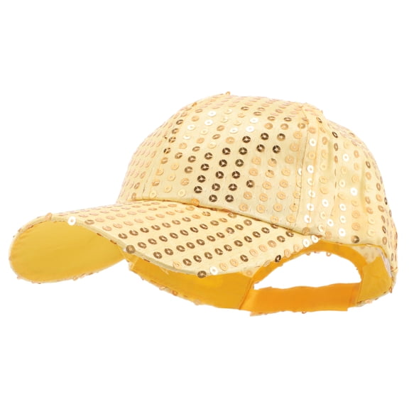 COOPHYA Comfortable Golden Sequin Baseball Hat, Glamorous Party Wear