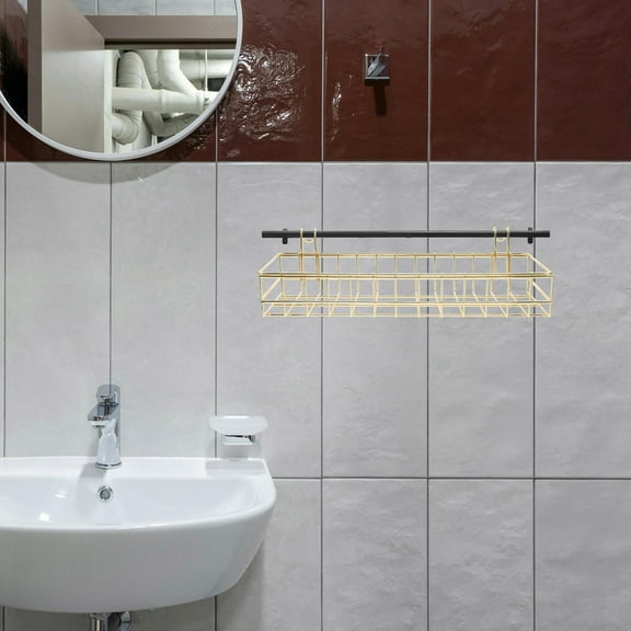 LEXSOMEO Gold Wire Basket Grid Wall Shelves - 2pcs Wall Mounted Hanging Basket Straight Shelf Flower Pot Display Holder Organizers for Wire Wall Grid Panels