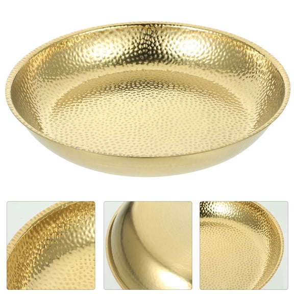 LEXSOMEO Hammered Stainless Steel Plate Round Food Plate Western Steak Plate Stainless Steel Plate