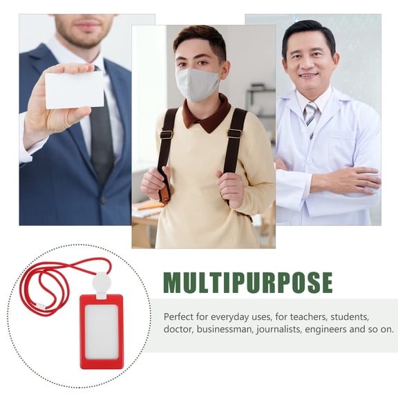 LEXSOMEO ID Card Holder Card Sleeve Bus Card Holder Work Card Protector Hanging Card Case with Lanyard