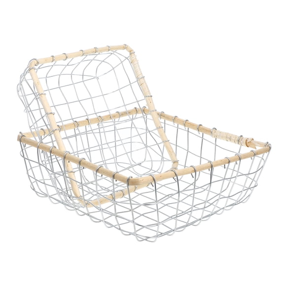 LEXSOMEO Large Iron Woven Storage Basket for Kitchen, Living Room, Bedroom - Hollow Fruit & Bread Holder Organizer