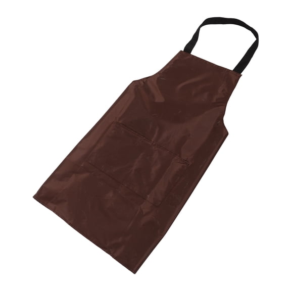 COOPHYA Womens Aprons with Pocket Waterproof Coffee Color PVC Kitchen Smock for Daily Use