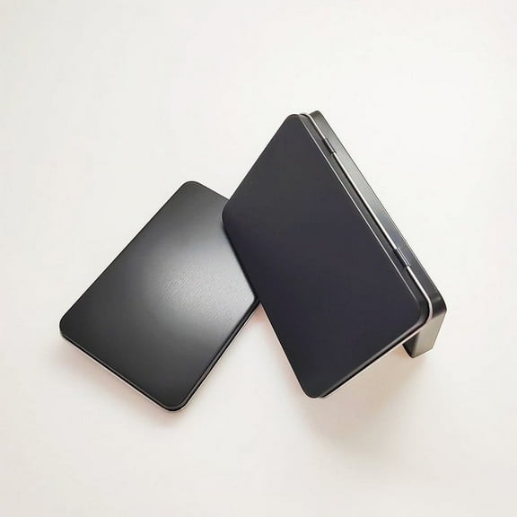 LEXSOMEO Mini Metal Tin Containers With Hinged Lid Small Portable Storage Box Black Rectangular Empty Boxes Card Box For Jewelry pill And Crafts