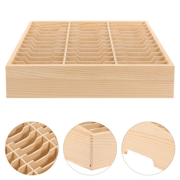 LEXSOMEO Multi-use Wooden Desktop Storage Box Multi Grids Cell Phone Management Display Case