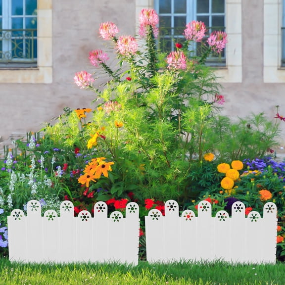 COOPHYA Yard Border Edging Plastic Garden Picket Fence White 1Pack