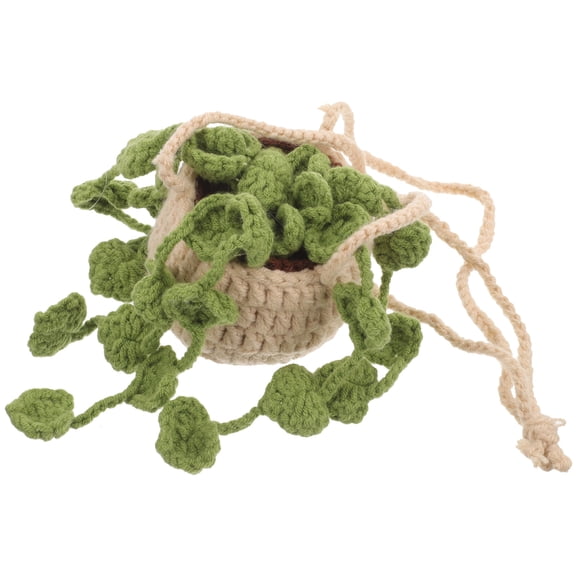 LEXSOMEO Potted Plants Crochet Car Hanging Decoration Rearview Mirror Flower Basket Hanging Ornament