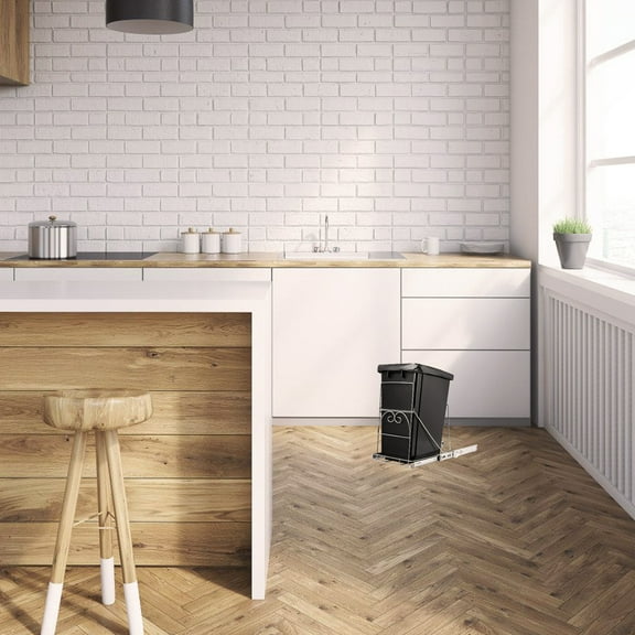 COOPHYA Pull-Out Trash Can Shelf with Basket for Under Cabinet Storage and Easy Installation