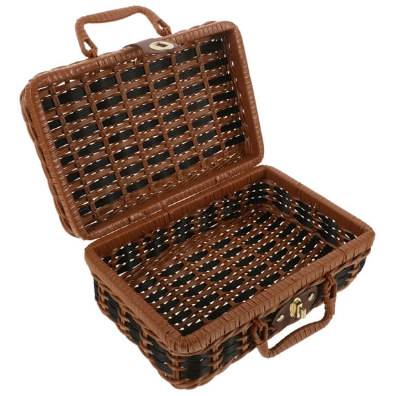 LEXSOMEO Retro Handwoven Suitcase Imitated Rattan Woven Storage Box Creative Suitcase (L)