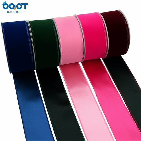 COOPHYA Pink Ribbon Trim with Iron Wire Edge for Scrapbooking and Decorative Projects