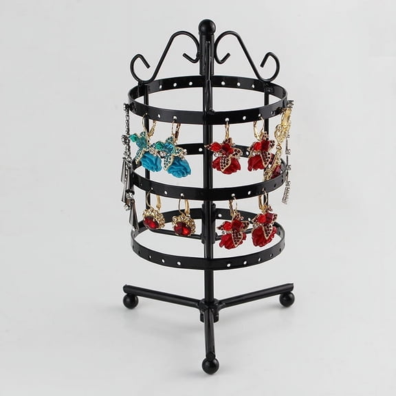 LEXSOMEO Rotating Earrings Holder Rack 3 Tier Metal Jewelry Organizer Hanger Necklace Display Stand for Earrings Bracelets Rings Necklaces
