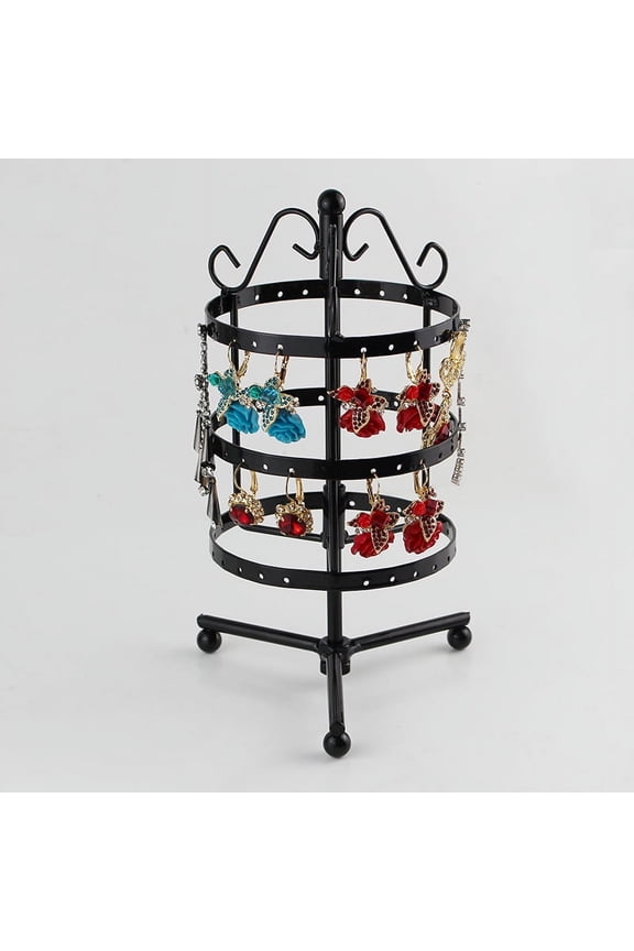Rotating Earrings Holder Rack 3 Tier Metal Jewelry Organizer Hanger Necklace Display Stand for Earrings Bracelets Rings Necklaces