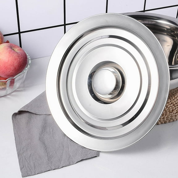 RENACLIPY Universal Pot Lid Stainless Steel Silver for Kitchen Containers Sturdy Handle Dust Cover