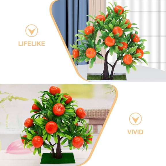 COOPHYA Artificial Fruit Tree with Pot Multi Color Decorative Faux Orange Tree for Desk and Kitchen