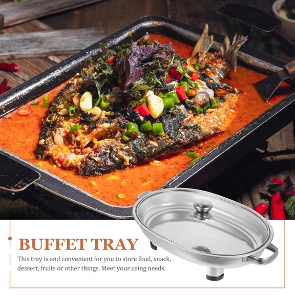 LEXSOMEO Stainless Steel Buffet Tray Foods Holder Tray Kitchen Buffet Grilled Fish Dish