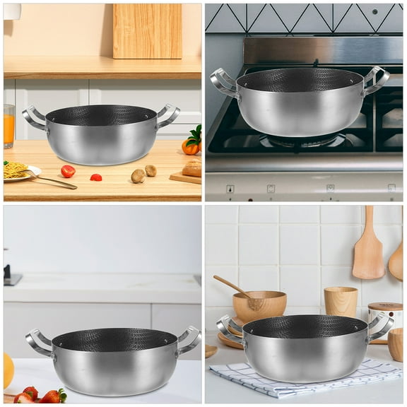 LEXSOMEO Stainless Steel Pot Double Handle Cooking Pot Non-stick Soup Pot Frying Pan (20cm)