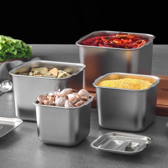 COOPHYA Stainless Steel Multi-Compartment Condiment Box for Kitchen Spice Storage and Organization, and Practical