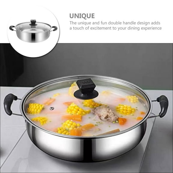 LEXSOMEO Stock Pot Stainless Steel Cookware Double-handle Hot Pot Metal Stock Pot with Double Handles