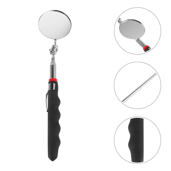 RENACLIPY Adjustable Inspection Mirror with Black Stainless Steel Handle and PP Glass for Automotive and Home Repair