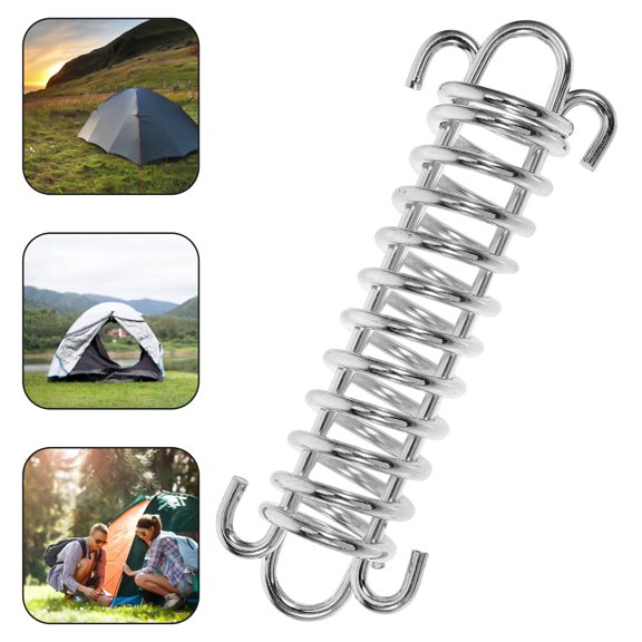 COOPHYA 6Pcs Camping Tent Spring Buckles with Elastic Hooks Strong Wind Resistant Steel Rope Buckle
