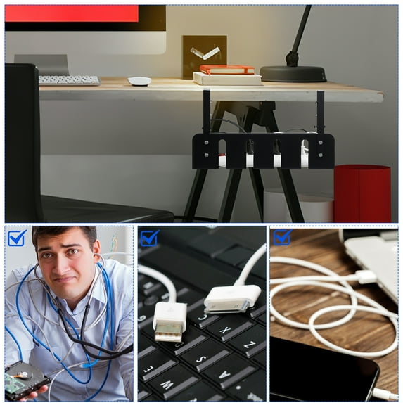 LEXSOMEO Under Desk Cable Management Cable Rack Cord Organizer Under Desk Organizer Attachable Desk Drawer